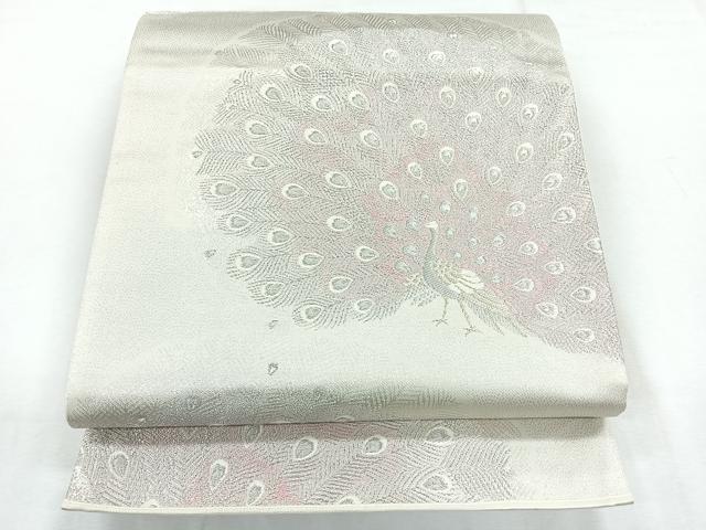 平和屋着物◎六通柄袋帯 孔雀 金銀糸 正絹 逸品 CABG1527nb