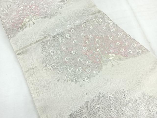 平和屋着物◎六通柄袋帯 孔雀 金銀糸 正絹 逸品 CABG1527nb