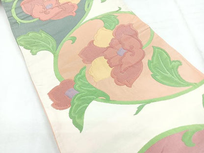 平和屋着物◎六通柄袋帯 更紗花文 正絹 逸品 CABG1528nb