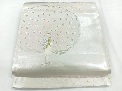 平和屋着物◎六通柄袋帯 孔雀花文 金銀糸 正絹 逸品 CABG1529nb