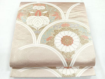 平和屋着物◎六通柄袋帯 草花青海波 金糸 正絹 逸品 CABG1533nb