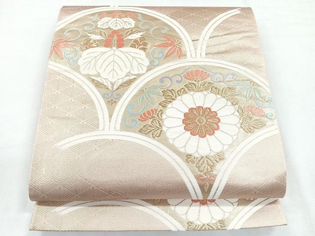 平和屋着物◎六通柄袋帯 草花青海波 金糸 正絹 逸品 CABG1533nb