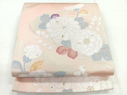 平和屋着物◎六通柄袋帯 舞花文 金糸 正絹 逸品 CABG1535nb