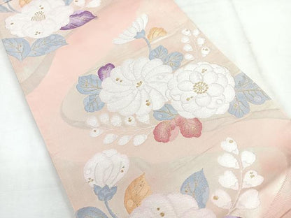平和屋着物◎六通柄袋帯 舞花文 金糸 正絹 逸品 CABG1535nb