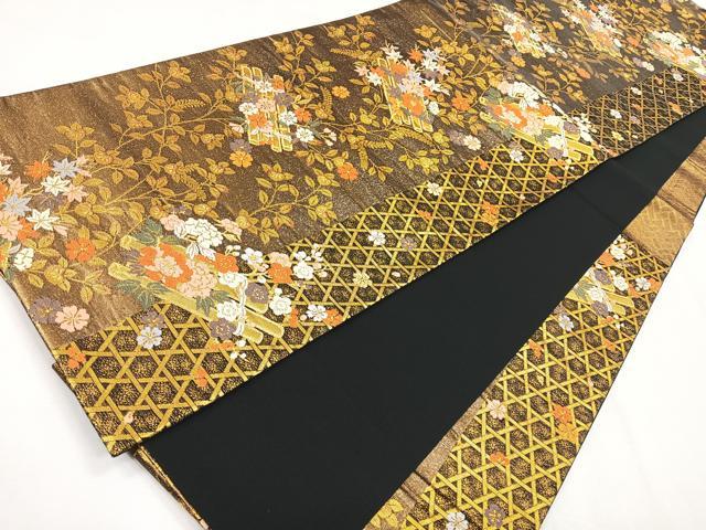 平和屋着物◎六通柄袋帯 唐織 花筏文 金糸 正絹 逸品 CABG1538nb