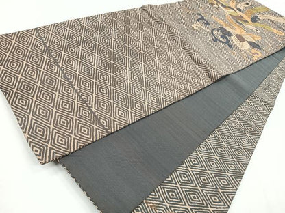 平和屋着物◎太鼓柄 京袋帯 花鳥文 正絹 逸品 CABG1543nb