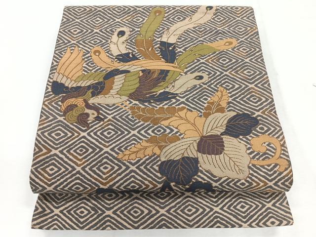 平和屋着物◎太鼓柄 京袋帯 花鳥文 正絹 逸品 CABG1543nb