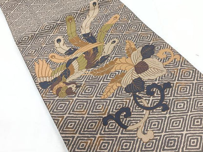 平和屋着物◎太鼓柄 京袋帯 花鳥文 正絹 逸品 CABG1543nb