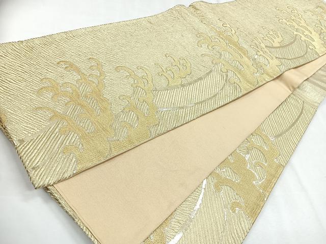 平和屋着物◎六通柄袋帯　立波文　金糸　鈴乃屋扱い　正絹　逸品　CABG1546nb