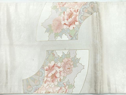 平和屋着物◎太鼓柄袋帯　地紙草花文　金彩　正絹　逸品　CABG1554nb