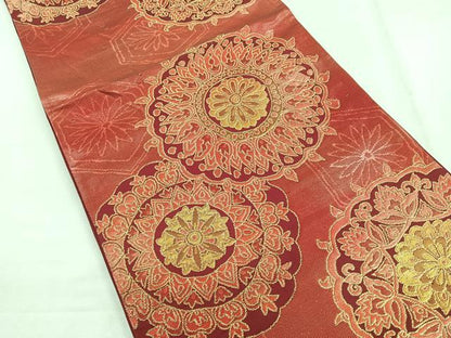 平和屋着物◎六通柄袋帯　更紗花文　正絹　逸品　CABG1559nb