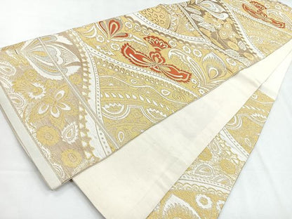 平和屋着物◎六通柄袋帯　花唐草文　金銀糸　正絹　逸品　CABG1566nb