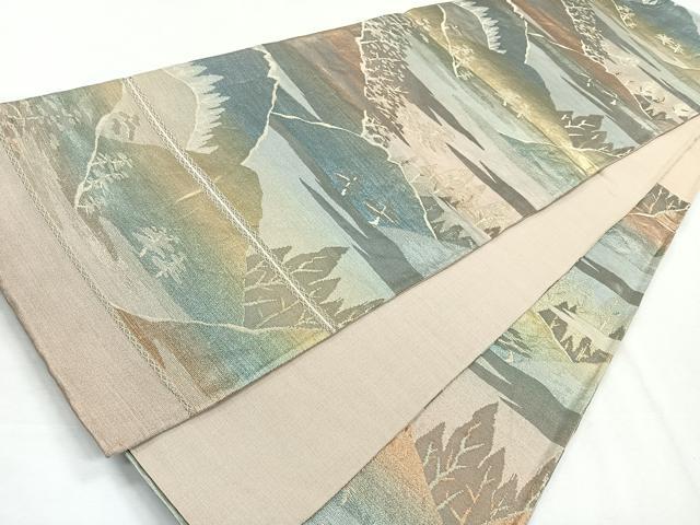 平和屋着物◎六通柄袋帯　風景文　金糸　正絹　逸品　CABG1570nb