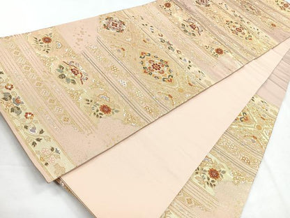 平和屋着物◎六通柄袋帯 横段霞取唐草文 金糸 正絹 逸品 CABG1574nb