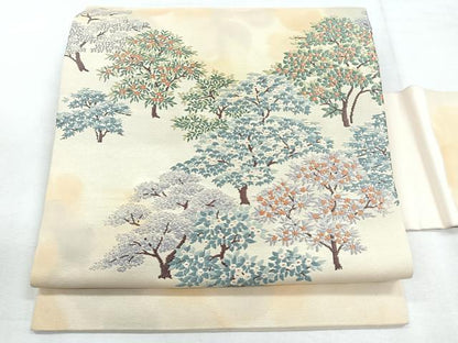 平和屋着物◎九寸名古屋帯 樹林風景文 正絹 逸品 CABG1582nb