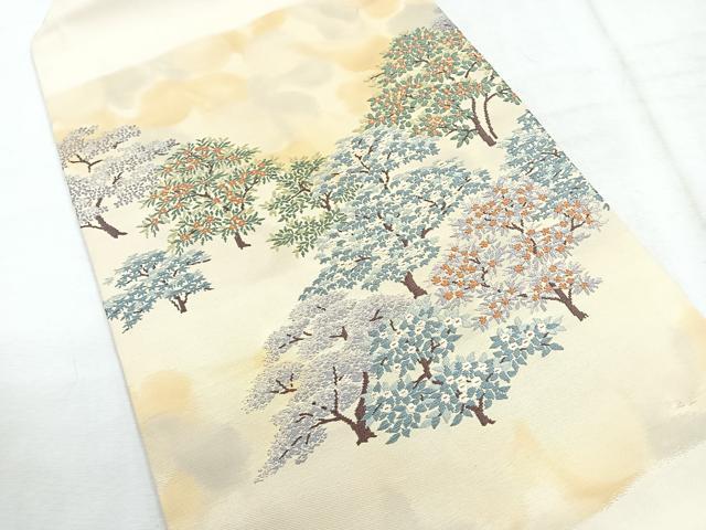 平和屋着物◎九寸名古屋帯 樹林風景文 正絹 逸品 CABG1582nb