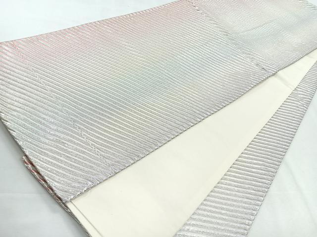 平和屋着物◎西陣 全通柄袋帯 斜線文 銀糸 証紙付き 正絹 逸品 CABG1587nb