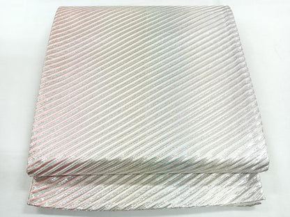 平和屋着物◎西陣 全通柄袋帯 斜線文 銀糸 証紙付き 正絹 逸品 CABG1587nb