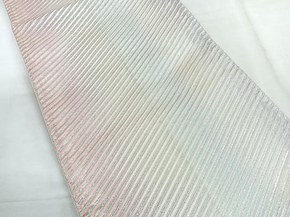 平和屋着物◎西陣 全通柄袋帯 斜線文 銀糸 証紙付き 正絹 逸品 CABG1587nb