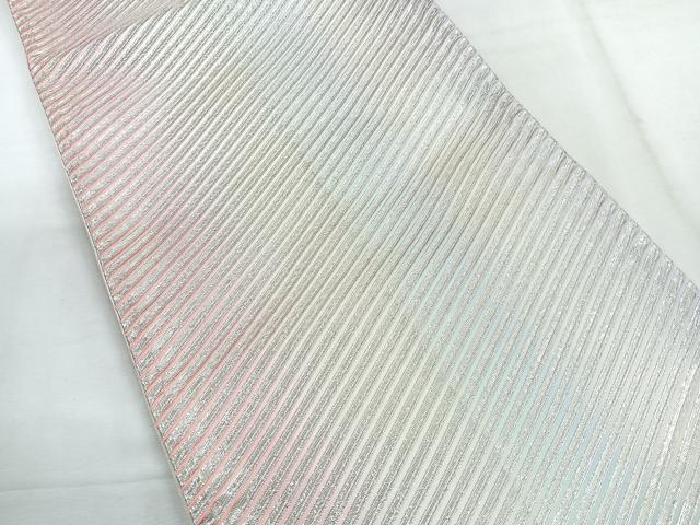 平和屋着物◎西陣 全通柄袋帯 斜線文 銀糸 証紙付き 正絹 逸品 CABG1587nb