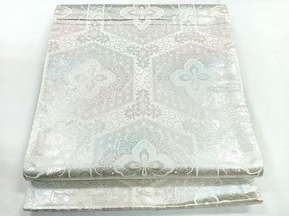 平和屋着物◎六通柄袋帯 亀甲更紗花文 銀糸 正絹 逸品 CABG1590nb