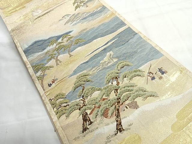 平和屋着物◎六通柄袋帯　秋風月之図　冷泉所蔵月次屏風　金糸　正絹　逸品　CABG1597nb