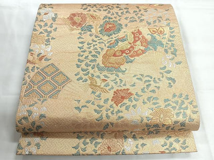 平和屋着物◎六通柄袋帯　麗鳳彫金紋　金銀糸　正絹　逸品　CABG1599nb