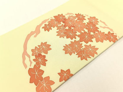 平和屋着物●塩瀬　九寸名古屋帯　刺繍　楓丸文　正絹　逸品　CABG1602vp