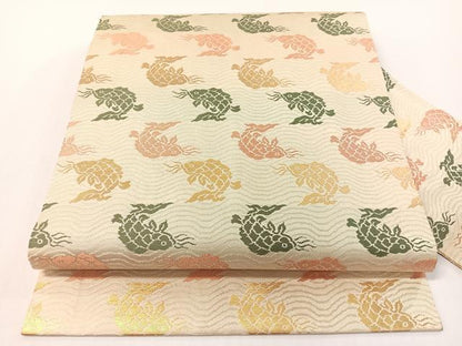 平和屋着物●名物裂一筋　西陣・あらいそ謹製　全通柄　九寸名古屋帯　荒磯　金糸　正絹　逸品　CABG1605vp