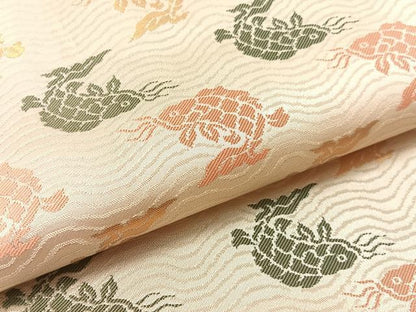 平和屋着物●名物裂一筋　西陣・あらいそ謹製　全通柄　九寸名古屋帯　荒磯　金糸　正絹　逸品　CABG1605vp