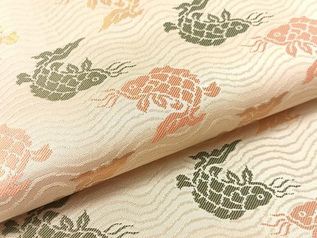 平和屋着物●名物裂一筋　西陣・あらいそ謹製　全通柄　九寸名古屋帯　荒磯　金糸　正絹　逸品　CABG1605vp