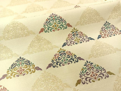 平和屋着物●八寸名古屋帯　唐織　花唐草鱗文　金糸　正絹　逸品　CABG1606vp