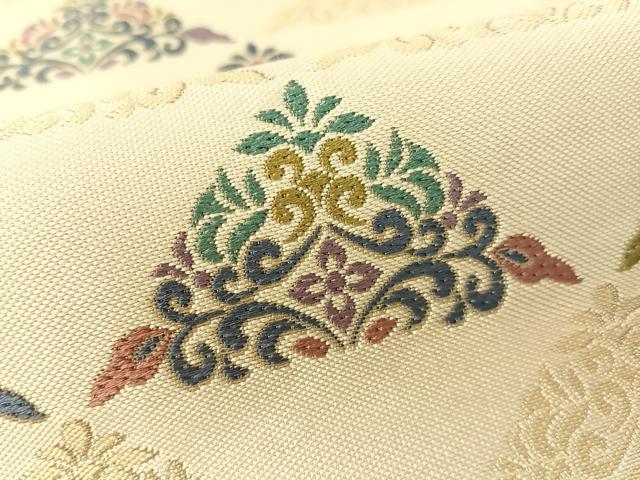 平和屋着物●八寸名古屋帯　唐織　花唐草鱗文　金糸　正絹　逸品　CABG1606vp