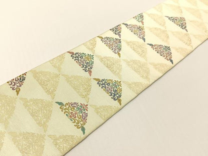 平和屋着物●八寸名古屋帯　唐織　花唐草鱗文　金糸　正絹　逸品　CABG1606vp