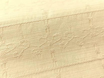 平和屋着物●九寸名古屋帯　紬地　唐草格子文　生成り色　正絹　逸品　CABG1607vp