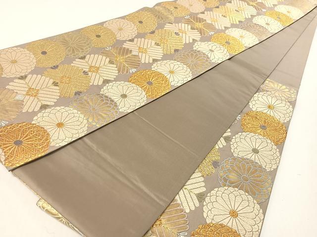 平和屋着物●六通柄袋帯　唐織　菊松葉間道　金銀糸　正絹　逸品　CABG1609vp
