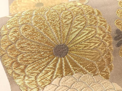平和屋着物●六通柄袋帯　唐織　菊松葉間道　金銀糸　正絹　逸品　CABG1609vp