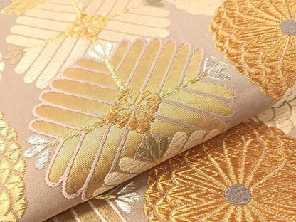 平和屋着物●六通柄袋帯　唐織　菊松葉間道　金銀糸　正絹　逸品　CABG1609vp