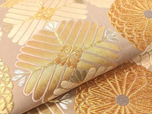 平和屋着物●六通柄袋帯　唐織　菊松葉間道　金銀糸　正絹　逸品　CABG1609vp
