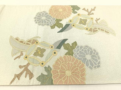 平和屋着物●爪掻き本綴れ　太鼓柄袋帯　宝船花文　金銀糸　正絹　逸品　CABG1614vp