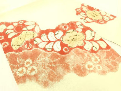 平和屋着物●九寸名古屋帯　手描き　絞り　辻が花　鬼しぼ縮緬　正絹　逸品　CABG1621vp