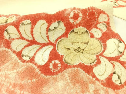 平和屋着物●九寸名古屋帯　手描き　絞り　辻が花　鬼しぼ縮緬　正絹　逸品　CABG1621vp