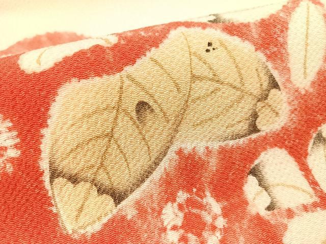 平和屋着物●九寸名古屋帯　手描き　絞り　辻が花　鬼しぼ縮緬　正絹　逸品　CABG1621vp