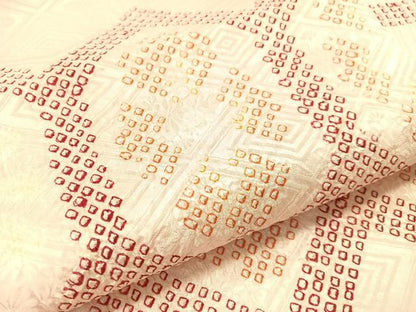 平和屋着物●九寸名古屋帯　総絞り　亀甲花文　正絹　逸品　CABG1625vp