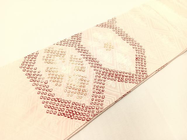 平和屋着物●九寸名古屋帯　総絞り　亀甲花文　正絹　逸品　CABG1625vp