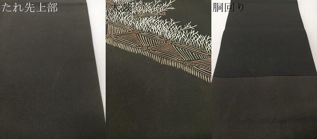 平和屋着物●塩瀬　九寸名古屋帯　ろうけつ染め　籬文　黒地　正絹　逸品　CABG1629vp