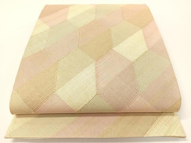 平和屋着物▽両面　全通柄袋帯　スリーシーズン　春夏秋　組織　亀甲文様　金糸　正絹　逸品　CABG1634vp