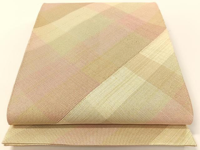 平和屋着物▽両面　全通柄袋帯　スリーシーズン　春夏秋　組織　亀甲文様　金糸　正絹　逸品　CABG1634vp