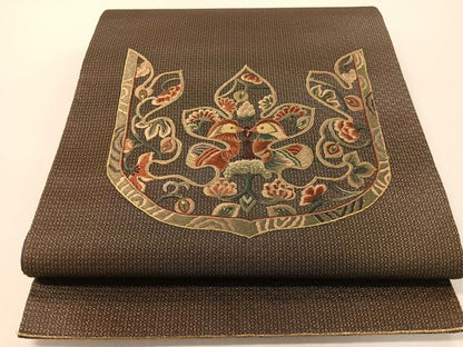 平和屋着物●ひなや工房　くむ・あむ・おる　伊豆蔵明彦　太鼓柄袋帯　総刺繍　双鳥更紗吉祥文　金糸　正絹　逸品　CABG1635vp