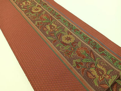 平和屋着物●本場筑前博多織　八寸名古屋帯　更紗間道　正絹　逸品　CABG1636vp